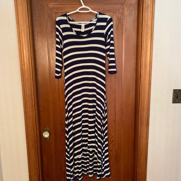 Yala Navy and White Striped High Low Scoop Neck Dress Size S - Picture 11 of 13